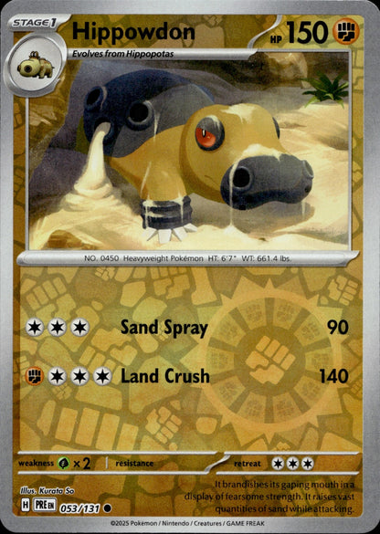 Hippowdon Reverse Holo Common SV: Prismatic Evolutions 053/131 NM