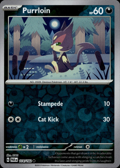 Purrloin Reverse Holo Common SV04: Paradox Rift 114/182 NM