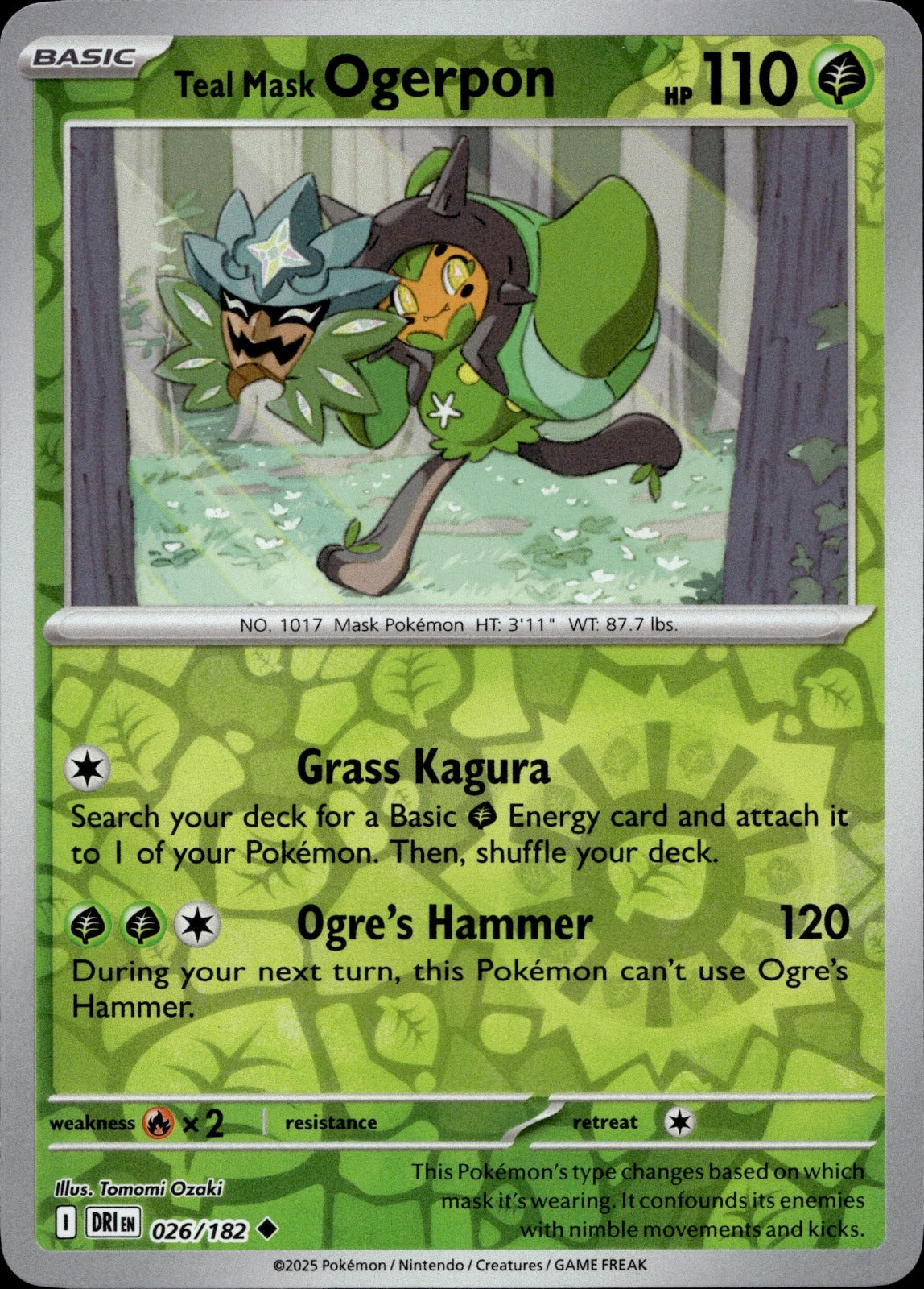 Teal Mask Ogerpon Uncommon SV10: Destined Rivals 026/182 NM