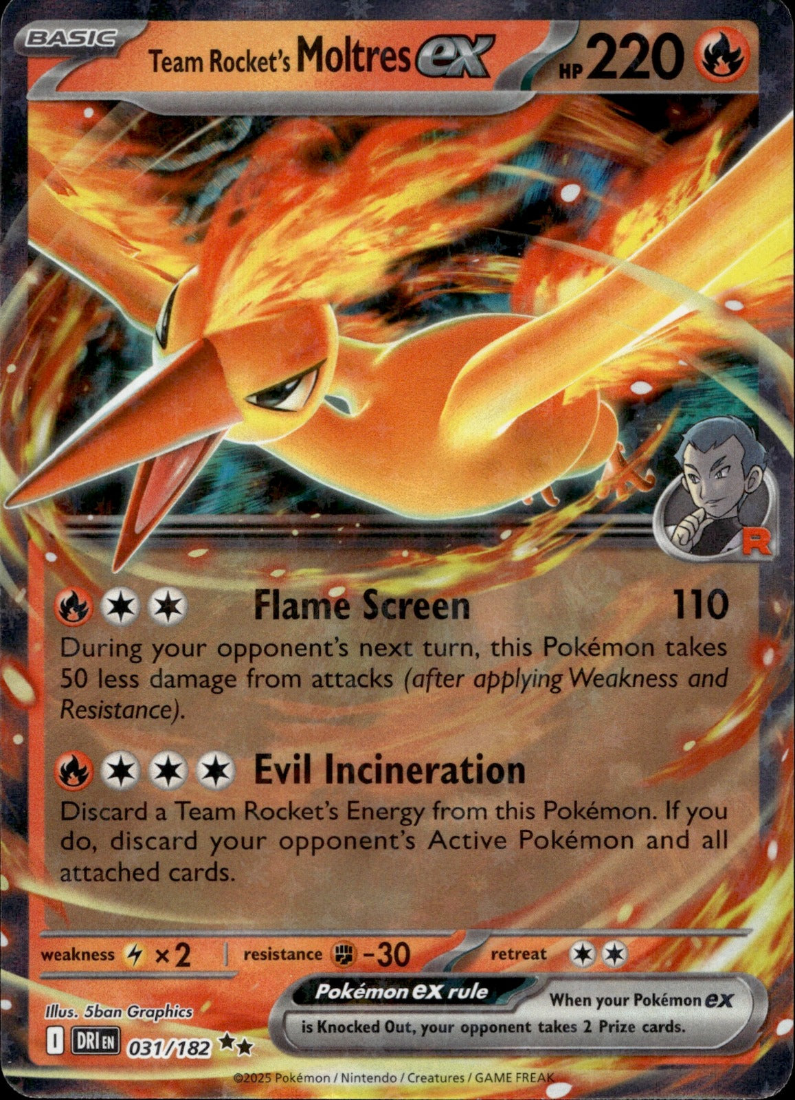 Team Rocket's Moltres ex Holo Double Rare SV10: Destined Rivals 031/182 NM