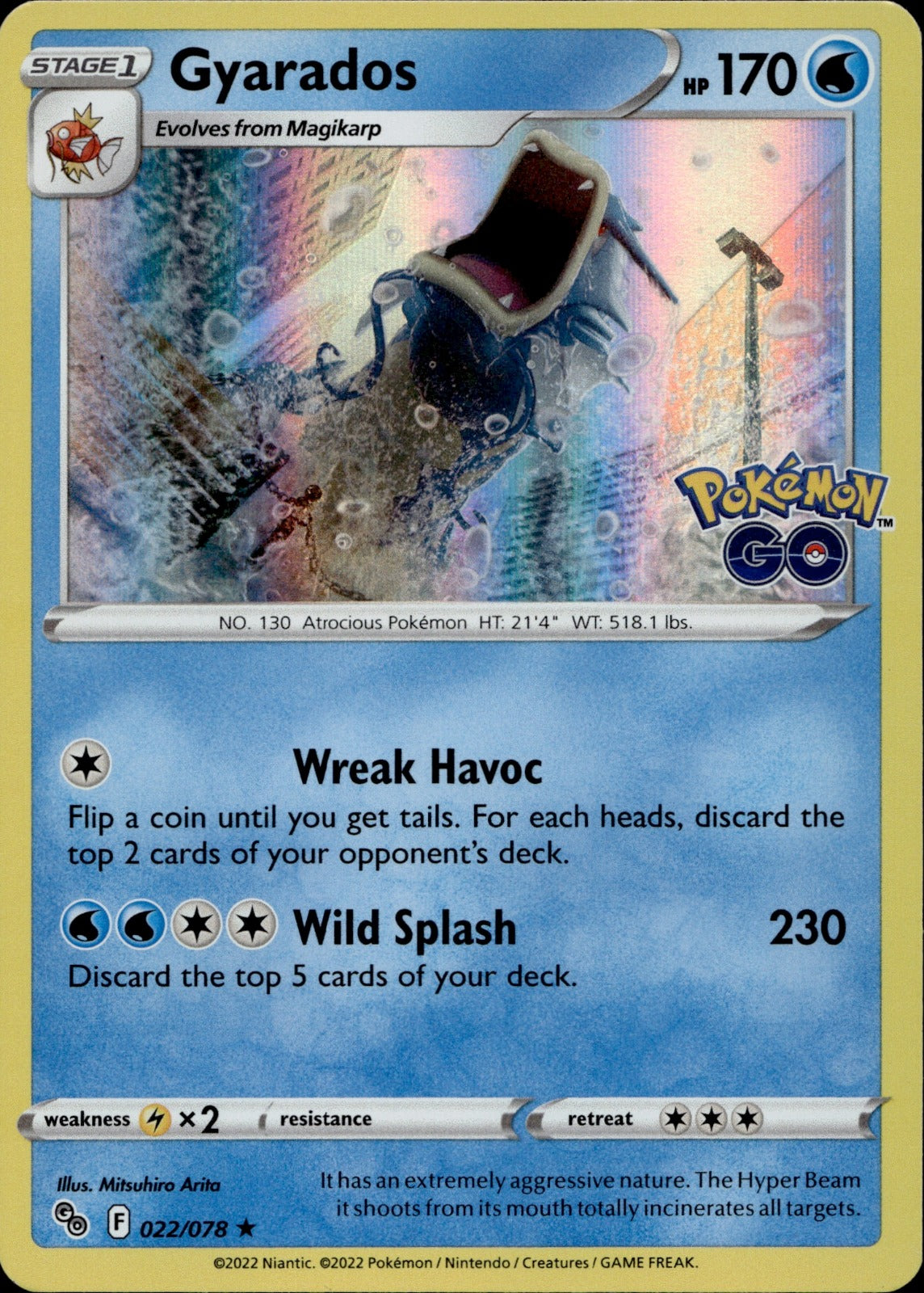 Gyarados Holo Rare Pokemon GO 022/078 NM