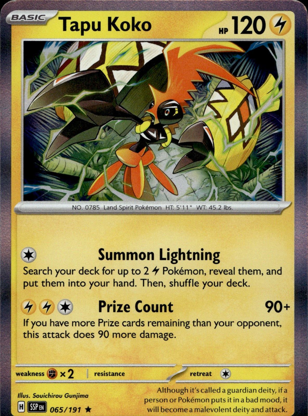 Tapu Koko Holo Rare SV08: Surging Sparks 065/191 NM