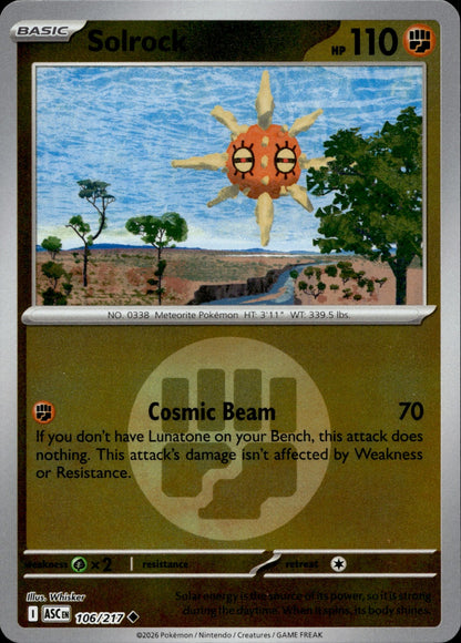 Solrock (Energy Symbol Pattern) Reverse Holo Uncommon ME: Ascended Heroes 106/217 NM