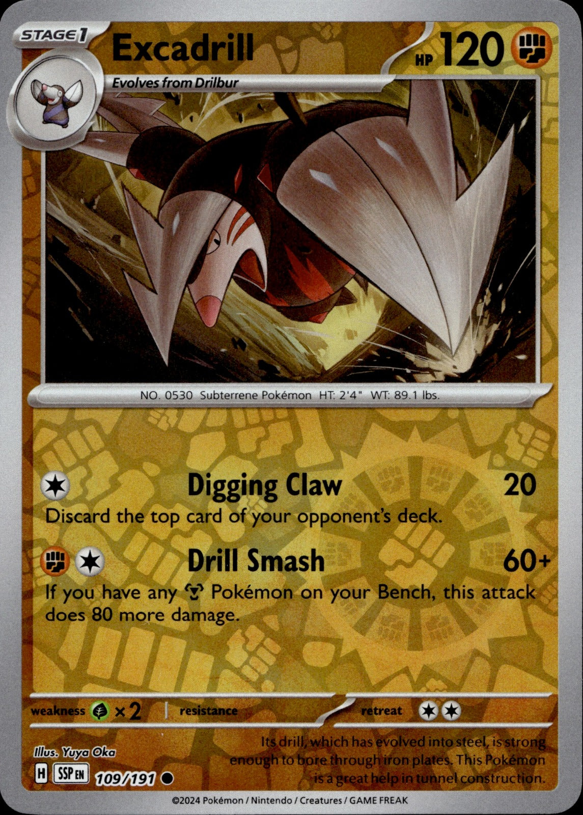 Excadrill Reverse Holo Common SV08: Surging Sparks 109/191 NM