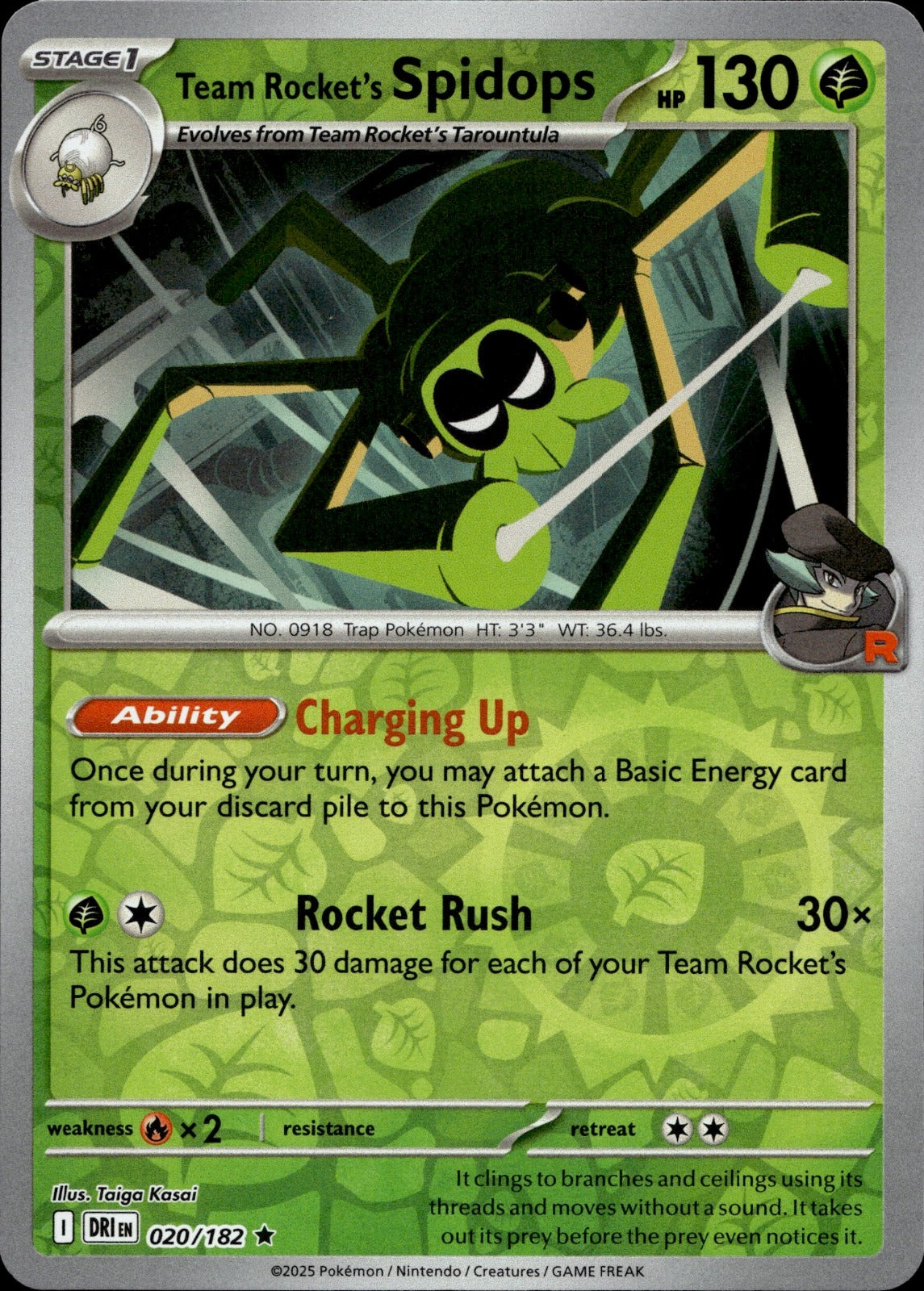Team Rocket's Spidops Holo Rare SV10: Destined Rivals 020/182 NM