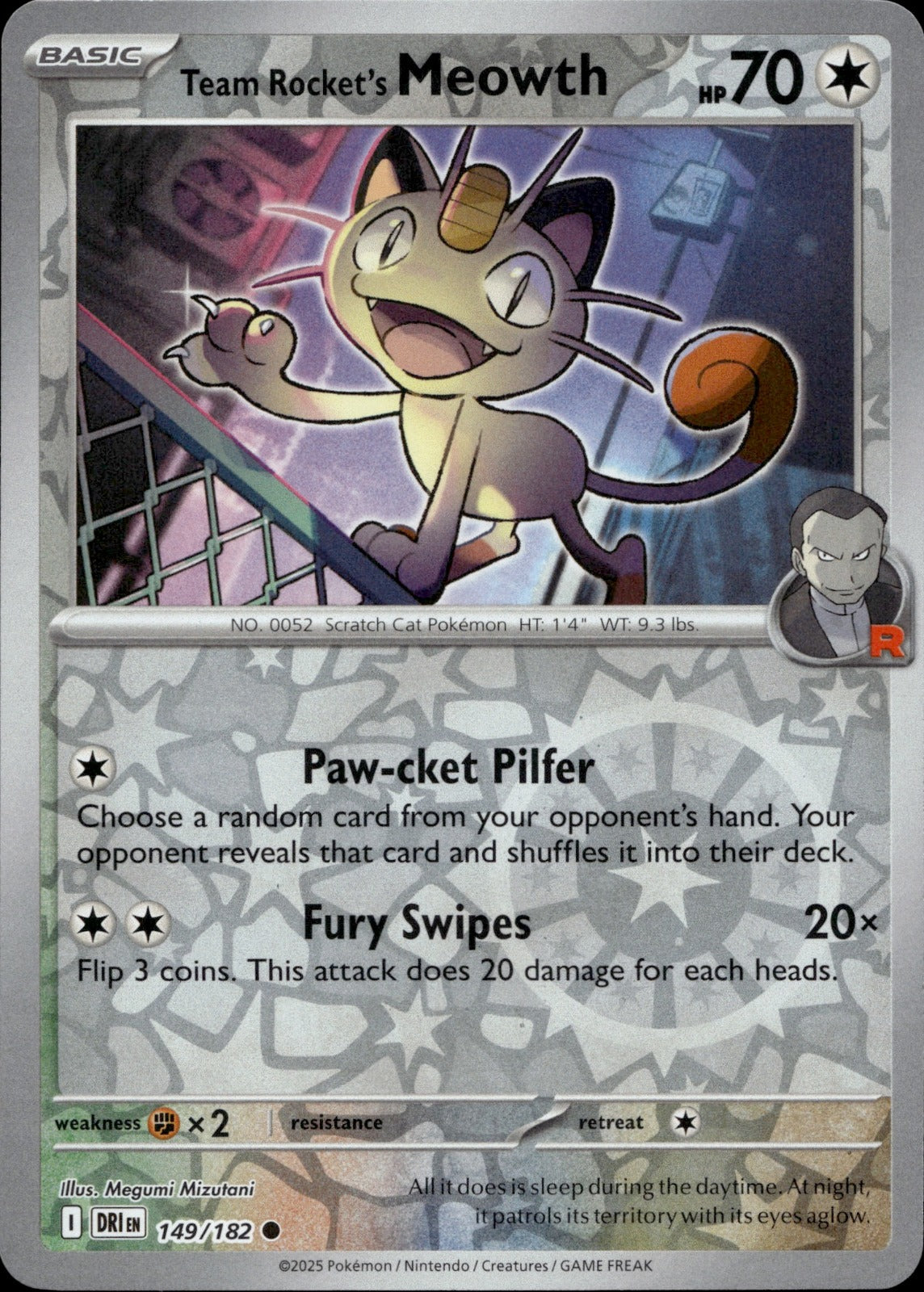 Team Rocket's Meowth Common SV10: Destined Rivals 149/182 NM