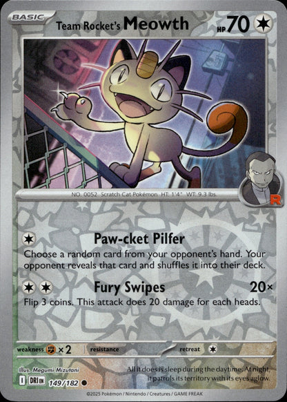 Team Rocket's Meowth Common SV10: Destined Rivals 149/182 NM