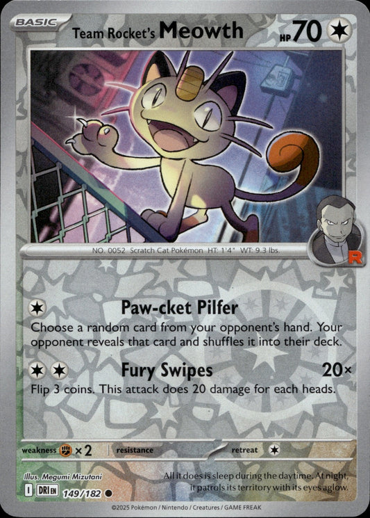 Team Rocket's Meowth Common SV10: Destined Rivals 149/182 NM
