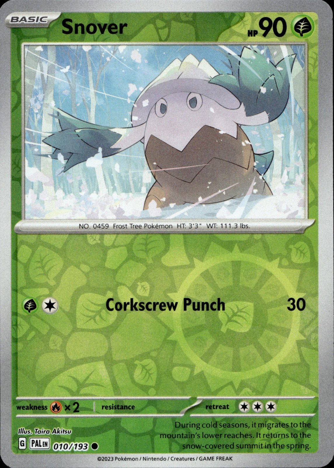 Snover Reverse Holo Common SV02: Paldea Evolved 010/193 NM