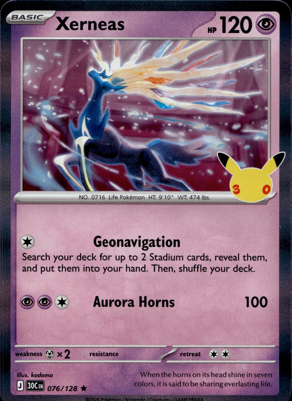 Xerneas Holo Rare ME: 30th Celebration 076/128 NM