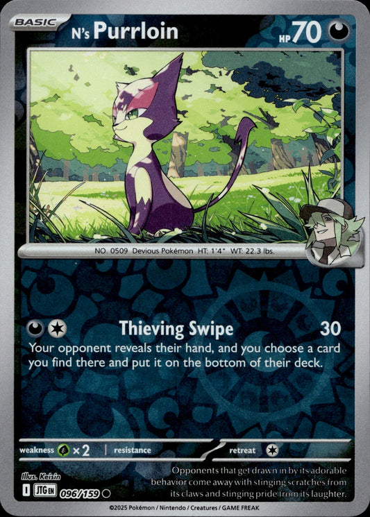 N's Purrloin Reverse Holo Common SV09: Journey Together 096/159 NM