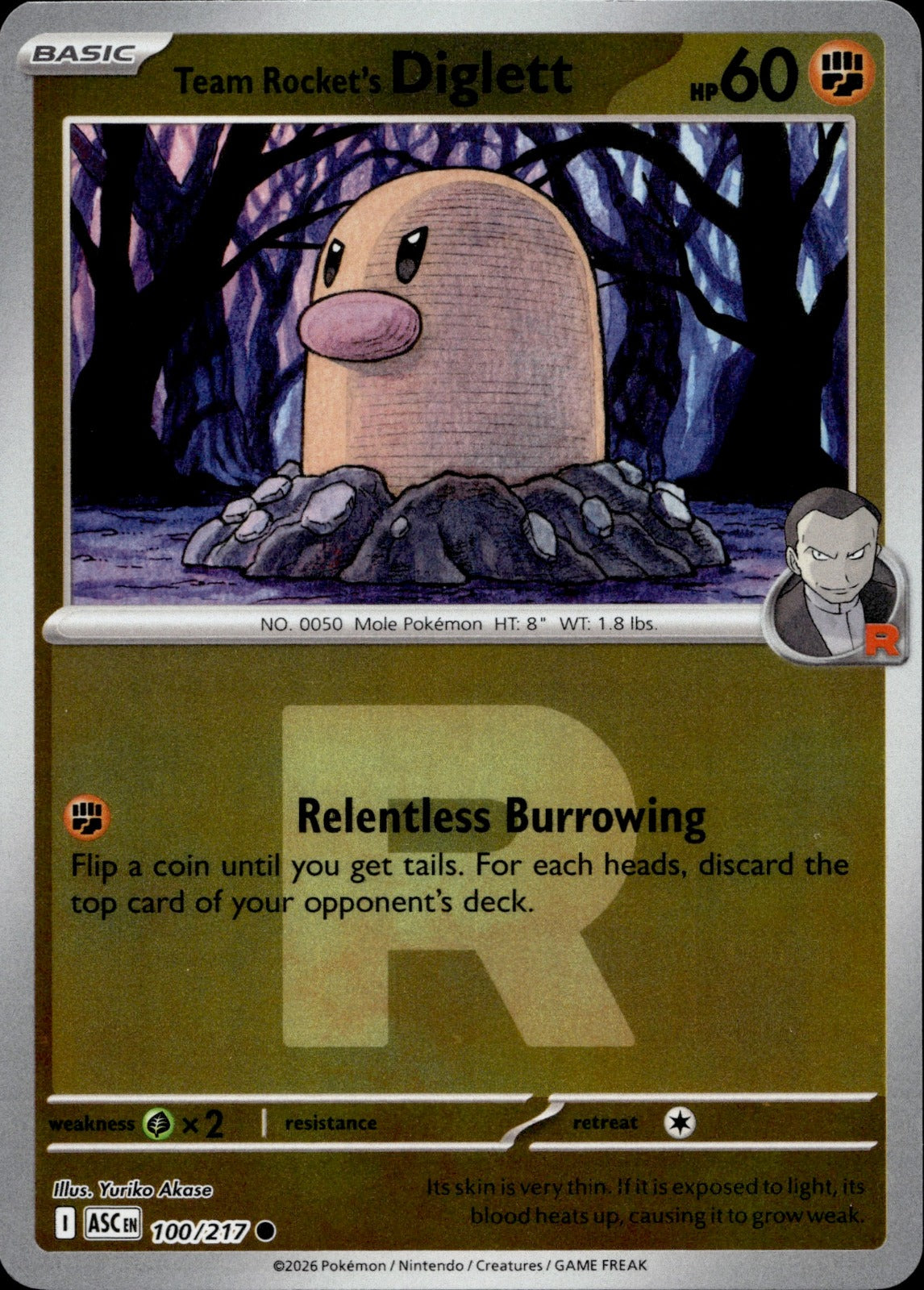 Team Rocket's Diglett (Team Rocket) Reverse Holo Common ME: Ascended Heroes 100/217 NM