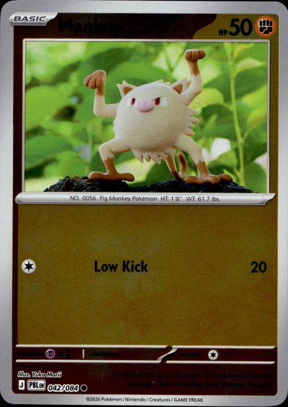 Mankey Reverse Holo Common ME05: Pitch Black 042/084 NM