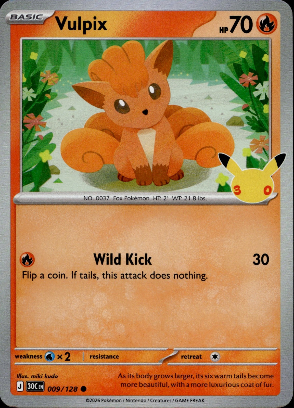 Vulpix Holo Common ME: 30th Celebration 009/128 NM