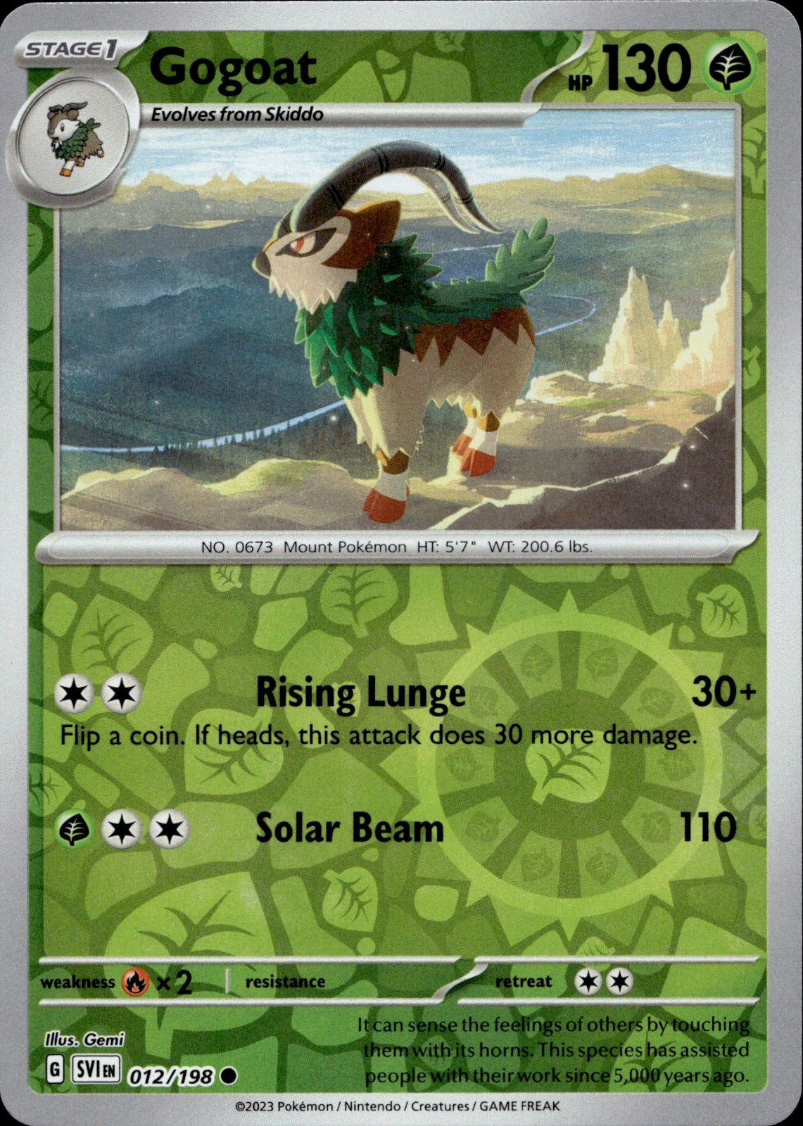 Gogoat Reverse Holo Common SV01: Scarlet & Violet Base Set 012/198 NM