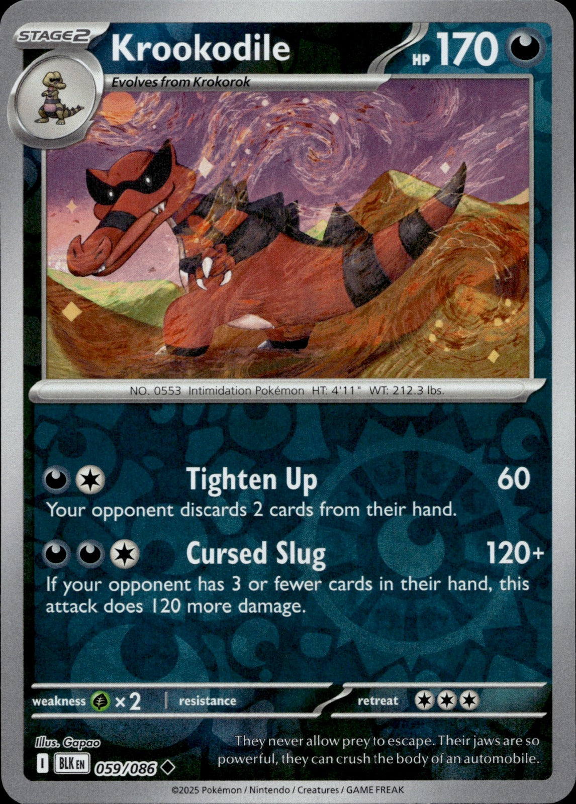 Krookodile Reverse Holo Uncommon SV: Black Bolt 059/086 NM