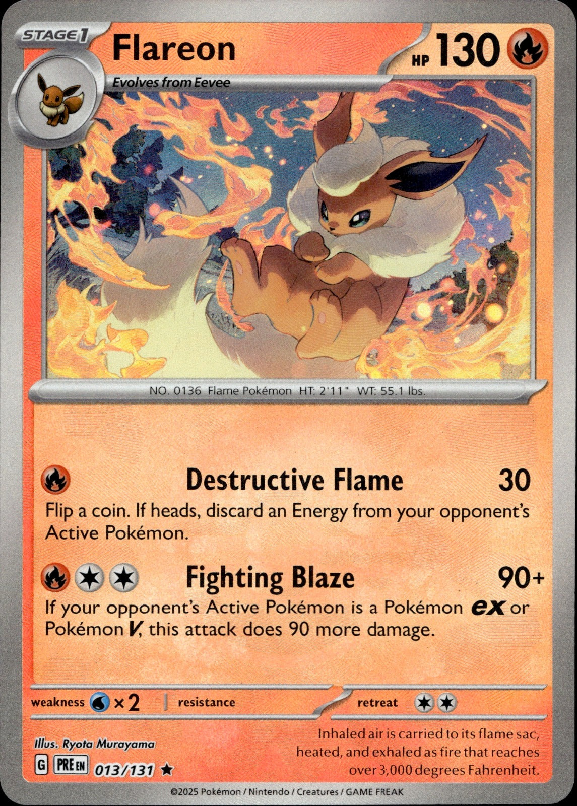 Flareon Reverse Holo Rare SV: Prismatic Evolutions 013/131 NM