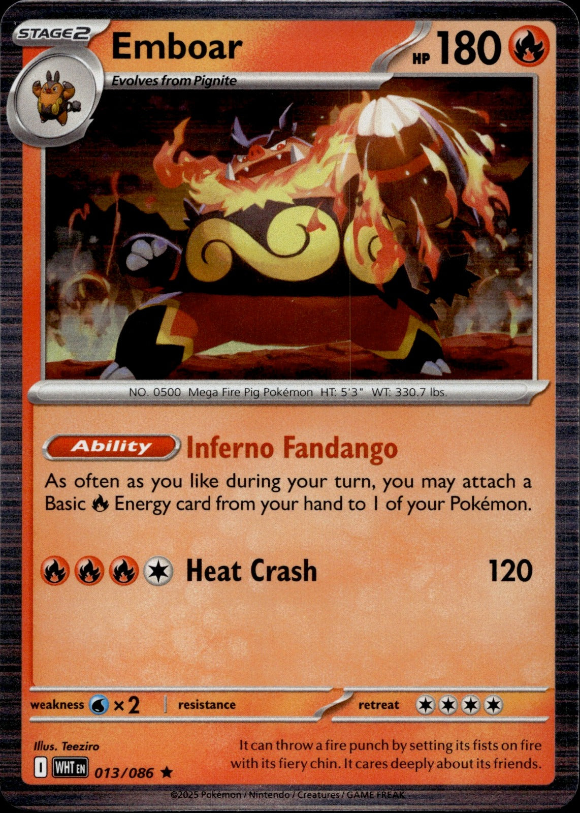 Emboar Holo Rare SV: White Flare 013/086 NM