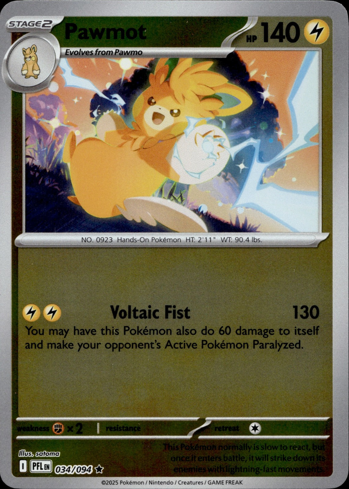 Pawmot Holo Rare ME02: Phantasmal Flames 034/094 NM