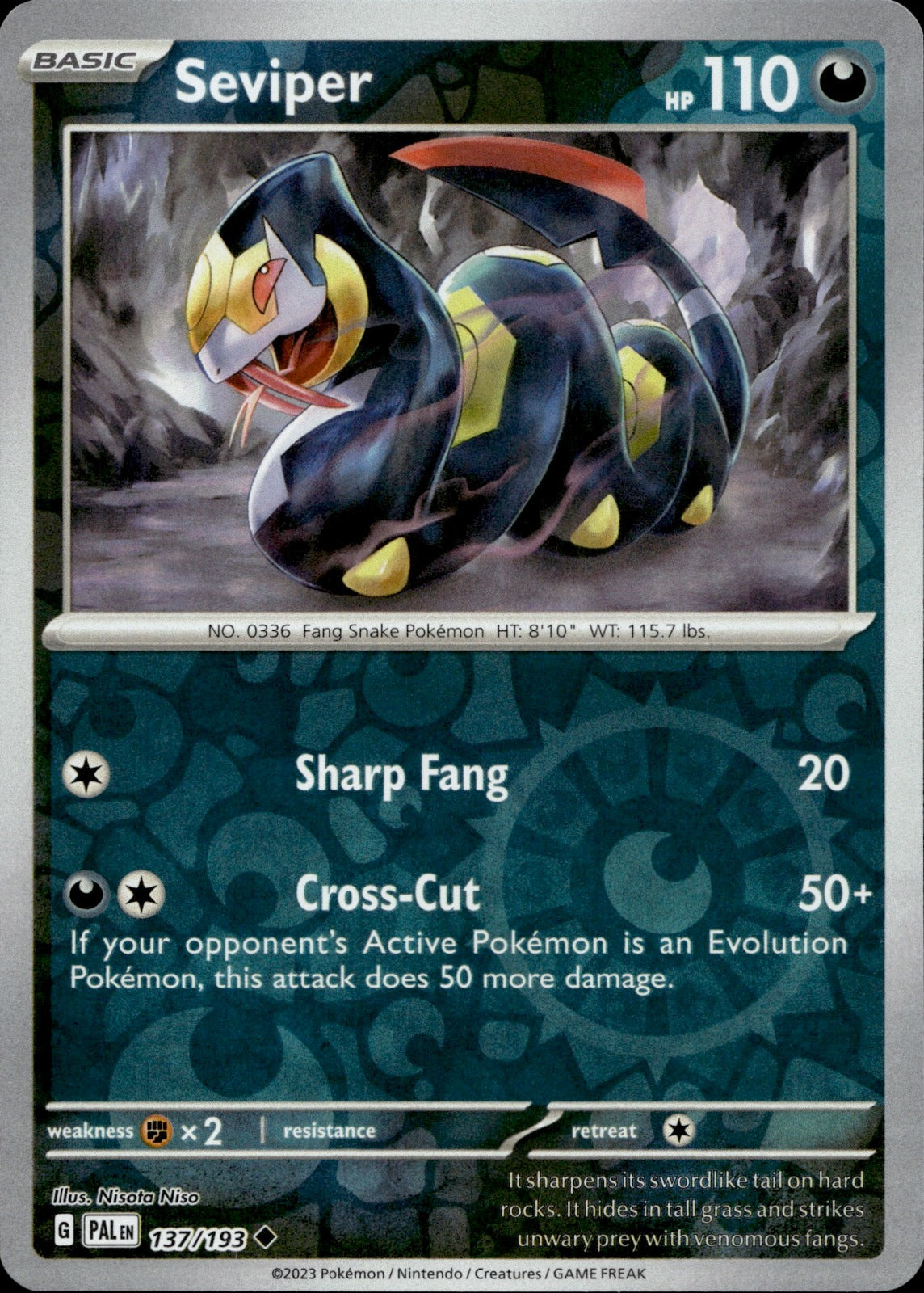 Seviper Reverse Holo Uncommon SV02: Paldea Evolved 137/193 NM