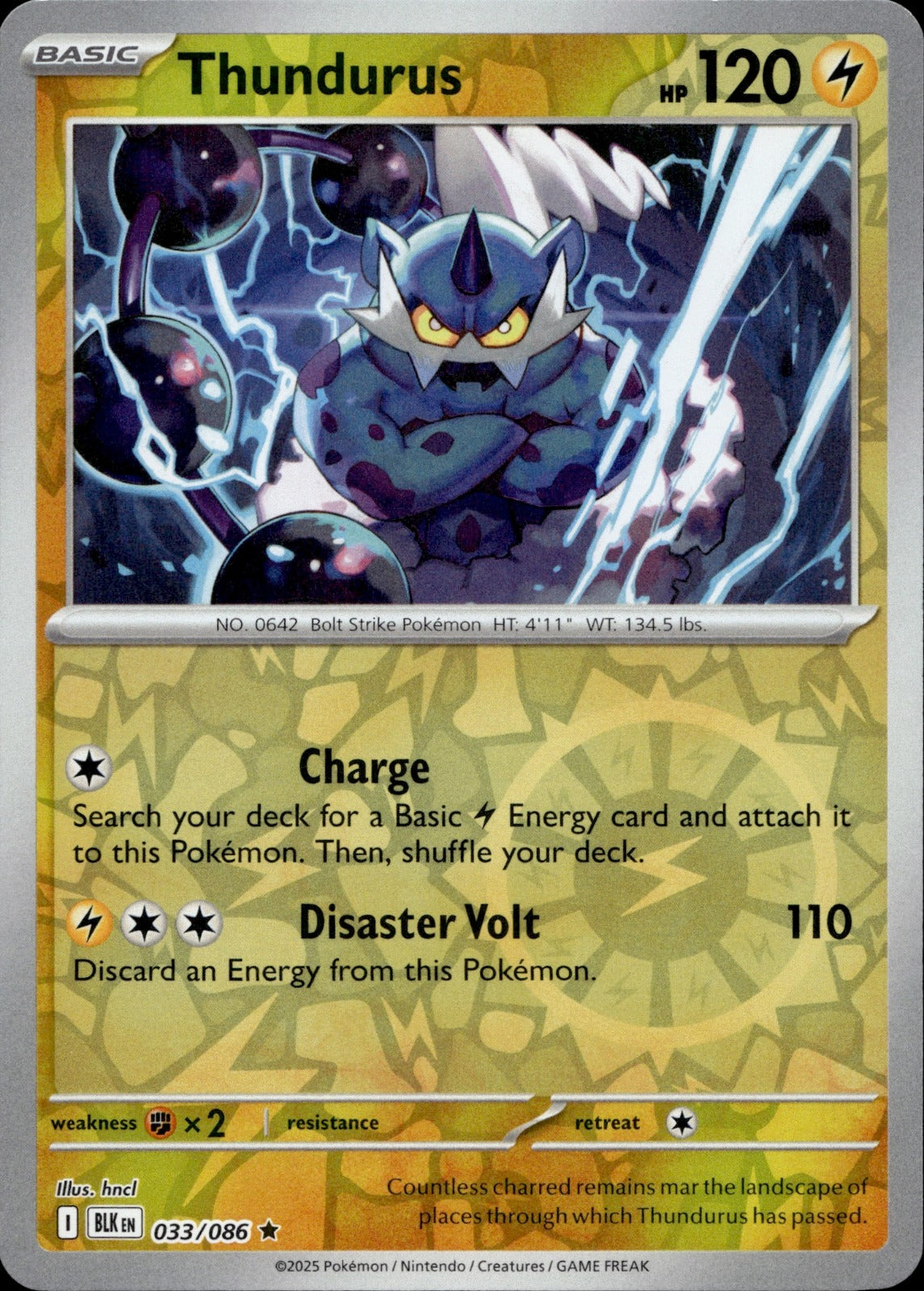 Thundurus Holo Rare SV: Black Bolt 033/086 NM