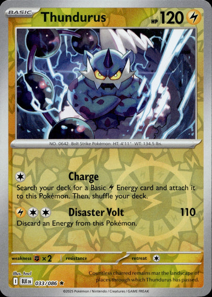 Thundurus Holo Rare SV: Black Bolt 033/086 NM
