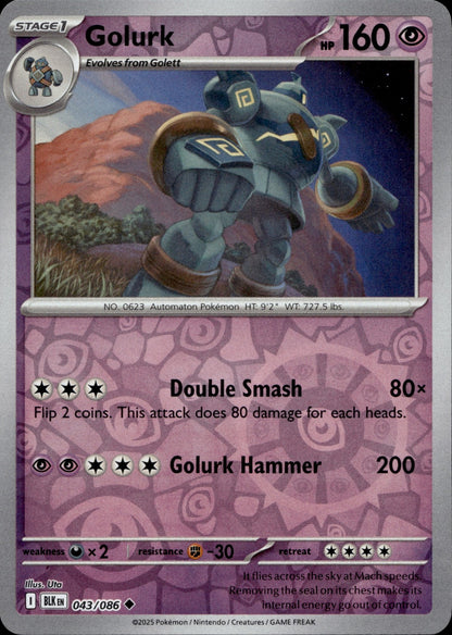 Golurk Reverse Holo Uncommon SV: Black Bolt 043/086 NM