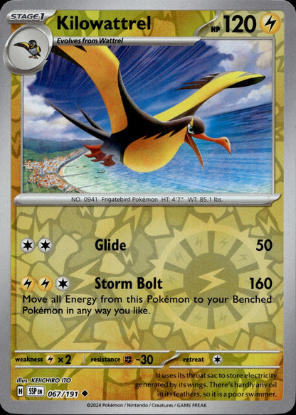 Kilowattrel Reverse Holo Uncommon SV08: Surging Sparks 067/191 NM