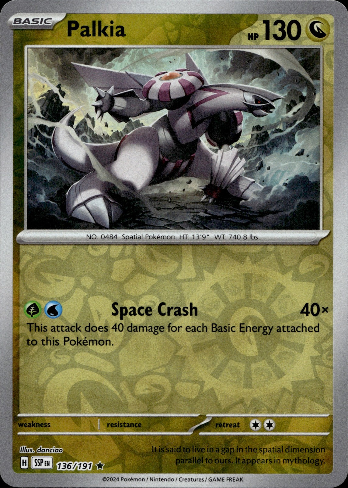 Palkia Reverse Holo Rare SV08: Surging Sparks 136/191 NM