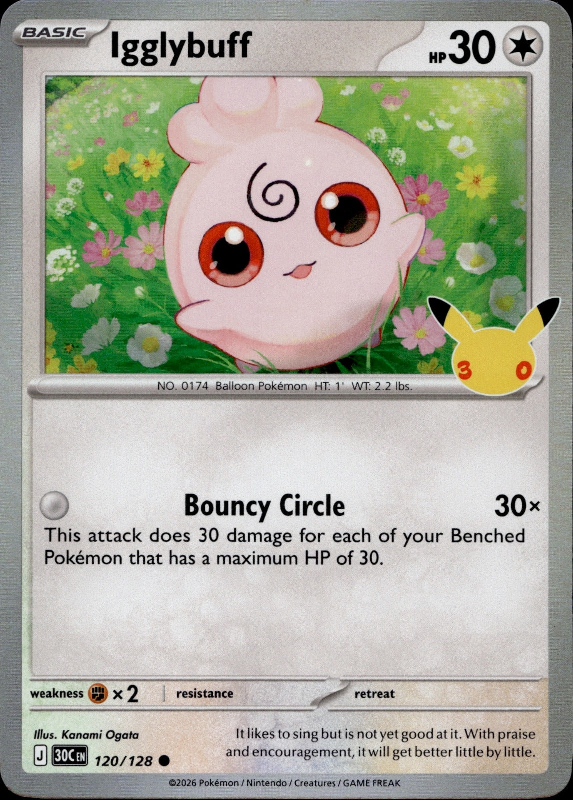 Igglybuff Holo Common ME: 30th Celebration 120/128 NM