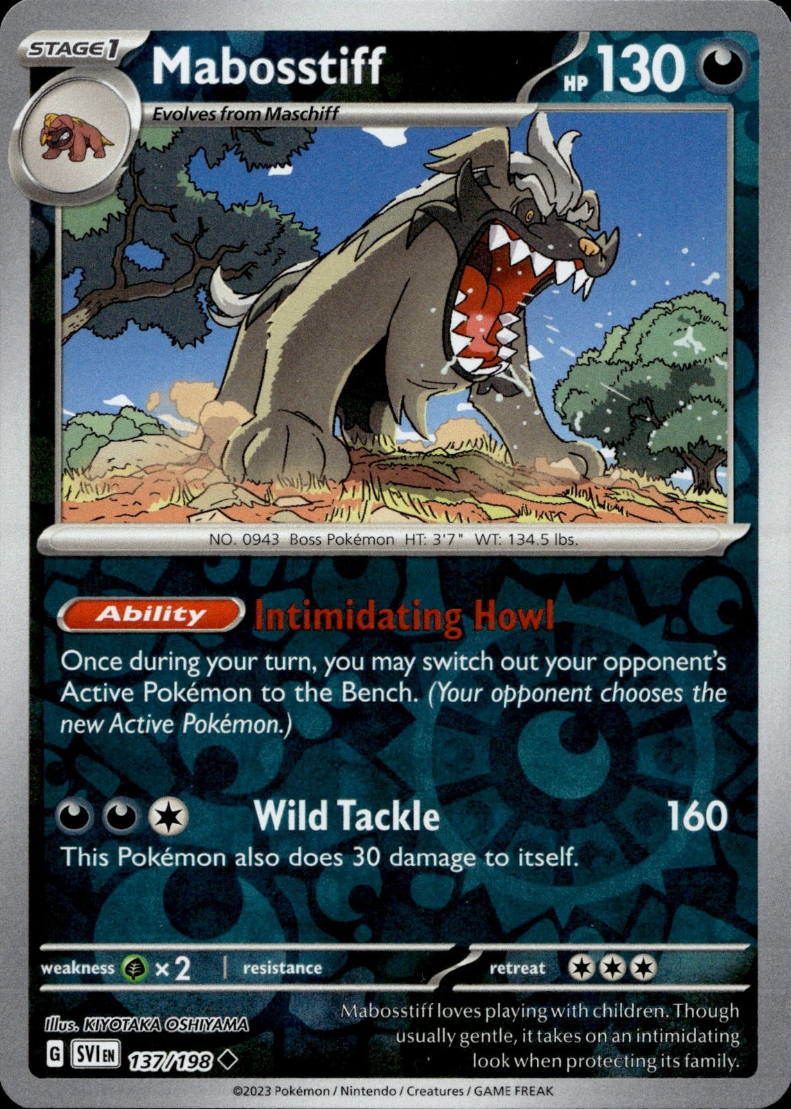 Mabosstiff - Reverse Holo Uncommon SV01: Scarlet & Violet Base Set 137/198 NM