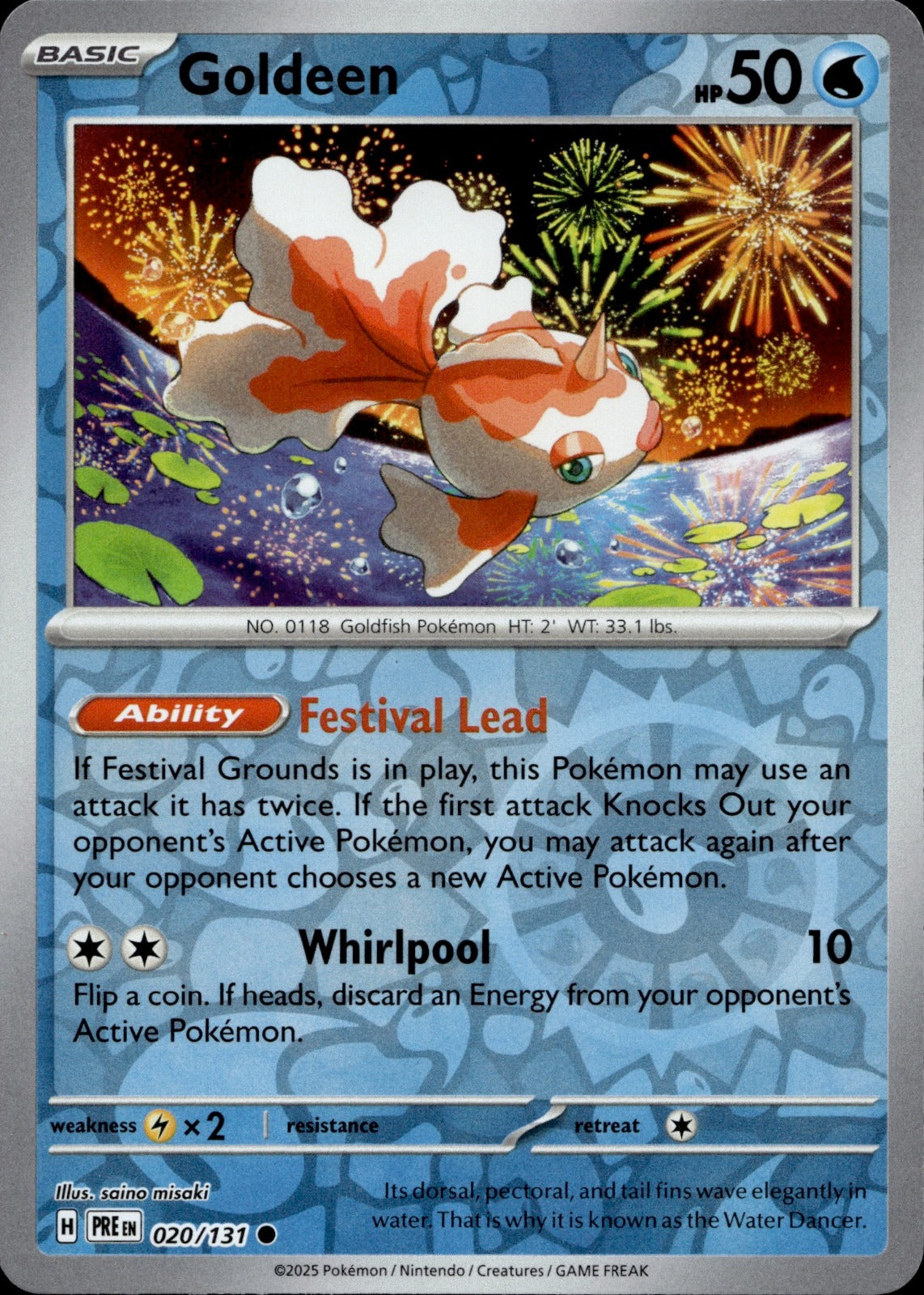 Goldeen Reverse Holo Common SV: Prismatic Evolutions 020/131 NM