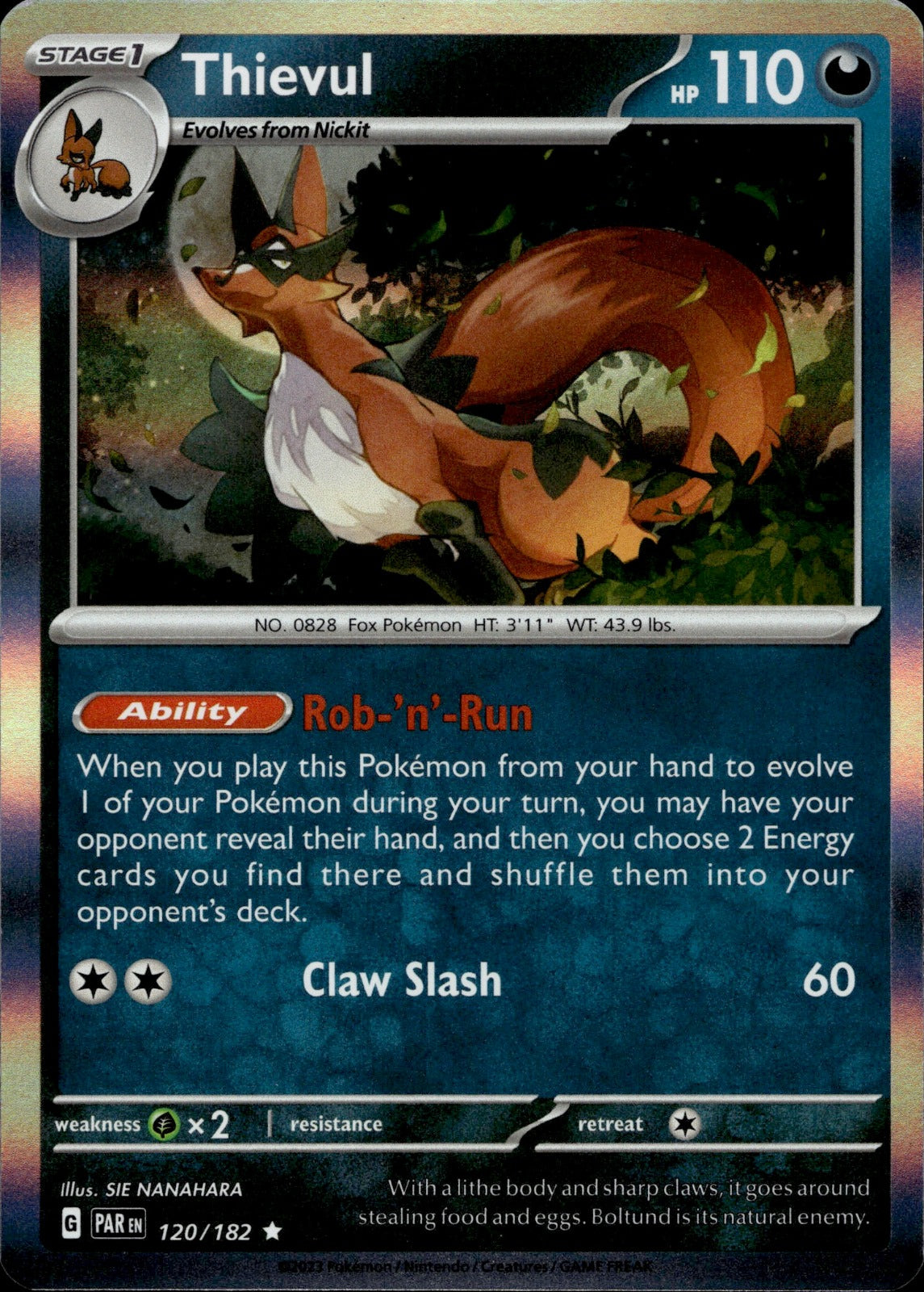 Thievul Holo Rare SV04: Paradox Rift 120/182 NM
