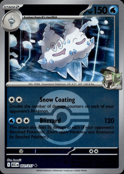 N's Vanilluxe (Poke Ball) Reverse Holo Uncommon ME: Ascended Heroes 051/217 NM