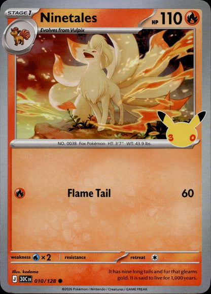 Ninetales Holo Common ME: 30th Celebration 010/128 NM