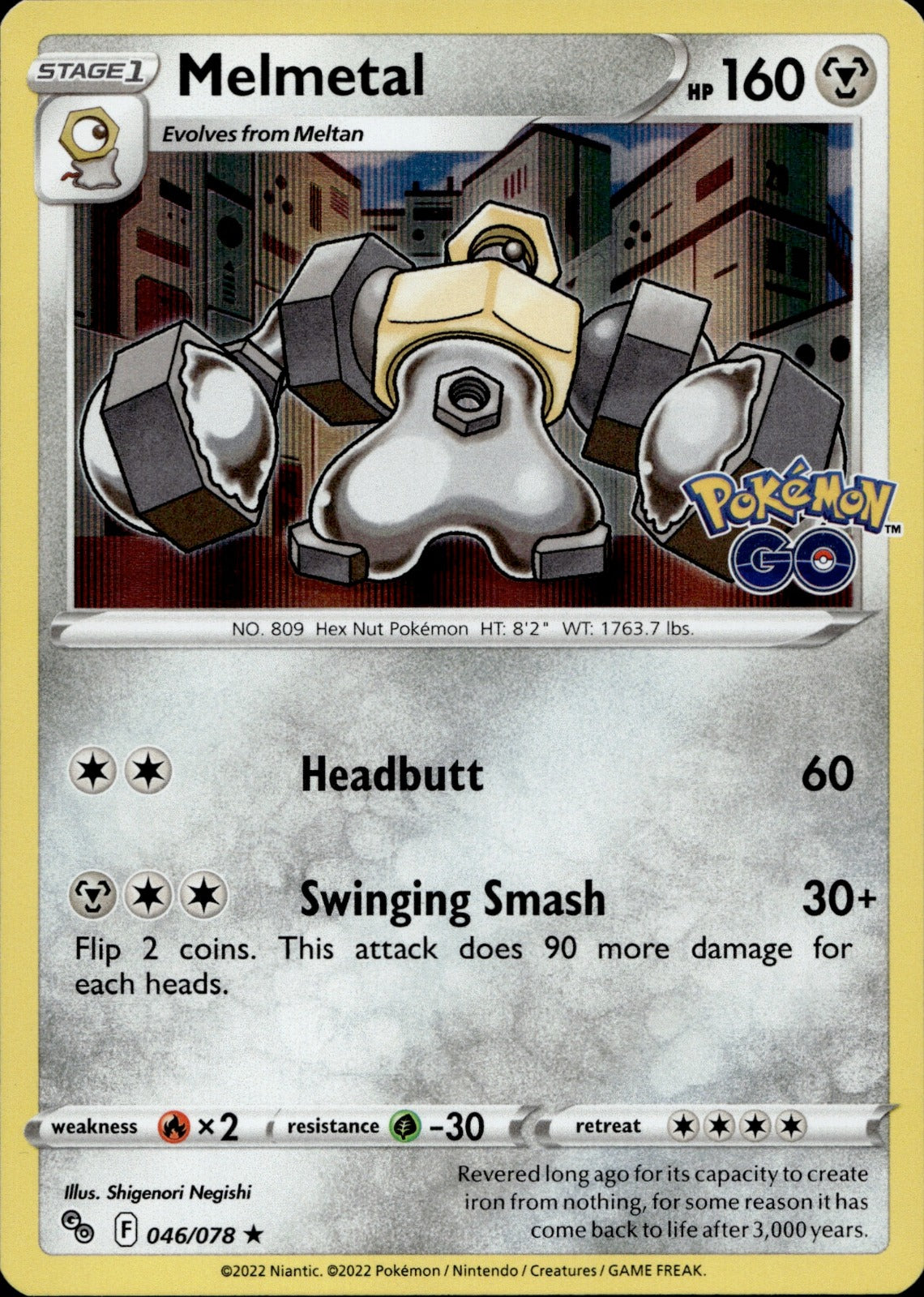 Melmetal Holo Rare Pokemon GO 046/078 NM