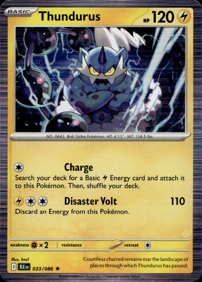 Thundurus Holo Rare SV: Black Bolt 033/086 NM