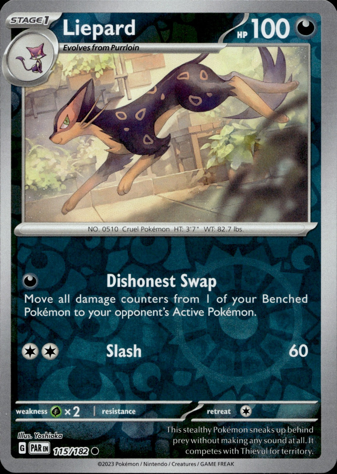 Liepard Reverse Holo Common SV04: Paradox Rift 115/182 NM