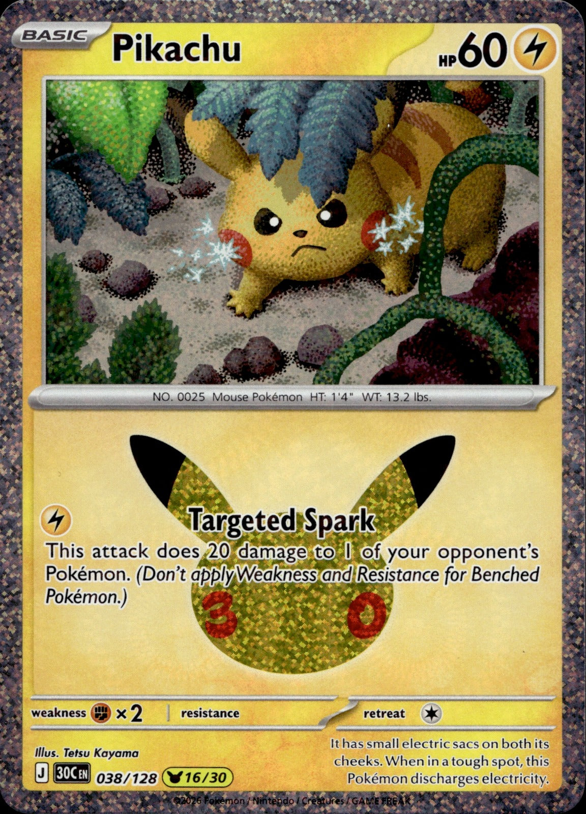 Pikachu Holo Pikachu Rare ME: 30th Celebration 038/128 NM