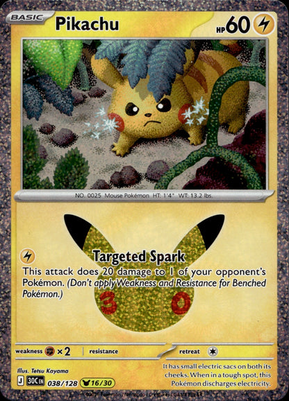 Pikachu Holo Pikachu Rare ME: 30th Celebration 038/128 NM