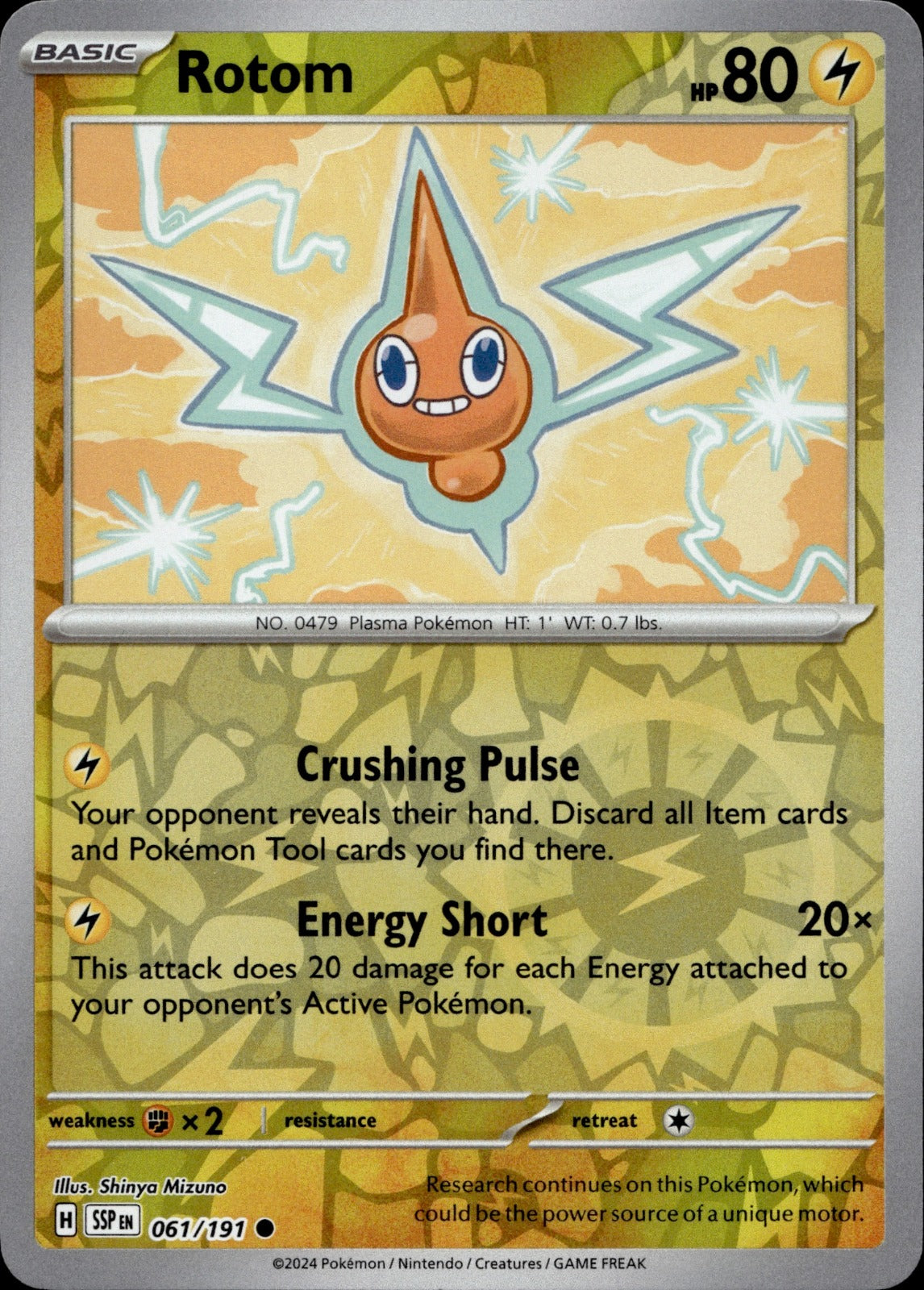 Rotom Reverse Holo Common SV08: Surging Sparks 061/191 NM