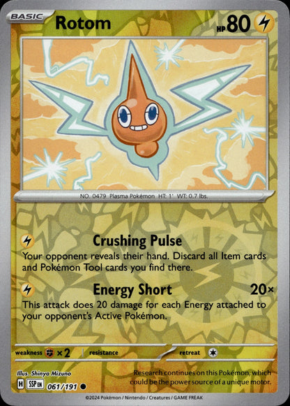 Rotom Reverse Holo Common SV08: Surging Sparks 061/191 NM