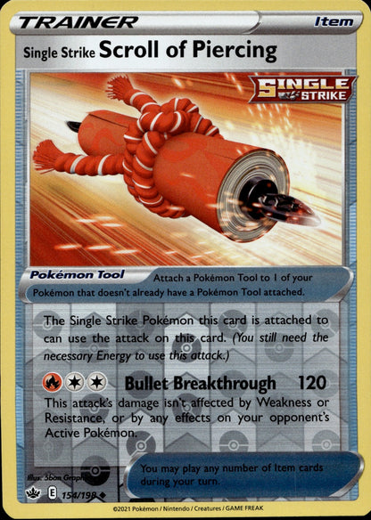 Single Strike Scroll of Piercing Uncommon SWSH06: Chilling Reign 154/198 NM